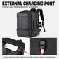 Waterproof backpack with external charging port and built-in USB cable