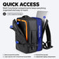 Expandable backpack with quick-access front pocket and independent laptop compartment