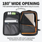 Backpack with 180-degree wide opening and mesh organizer pocket for documents