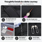 Black duffel with non-slip shoulder pad, mesh zipper pocket, and water-resistant lining