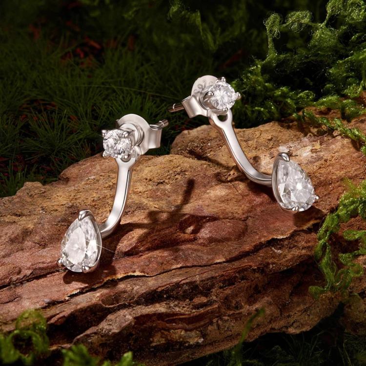 S925 Sterling Silver Sparkling Teardrop Moissanite Stud Earrings, MSE152