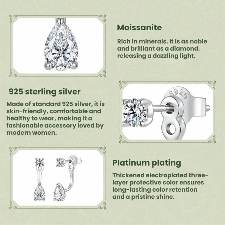 S925 Sterling Silver Sparkling Teardrop Moissanite Stud Earrings, MSE152