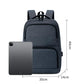 Gray laptop backpack with front zip pocket and dual padded shoulder straps