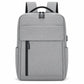 Light gray laptop backpack with padded front panel and zippered front pocket