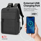 Water-resistant laptop backpack with external USB charging port for mobile device