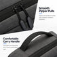 Laptop backpack with smooth zipper pulls and comfortable padded carry handle