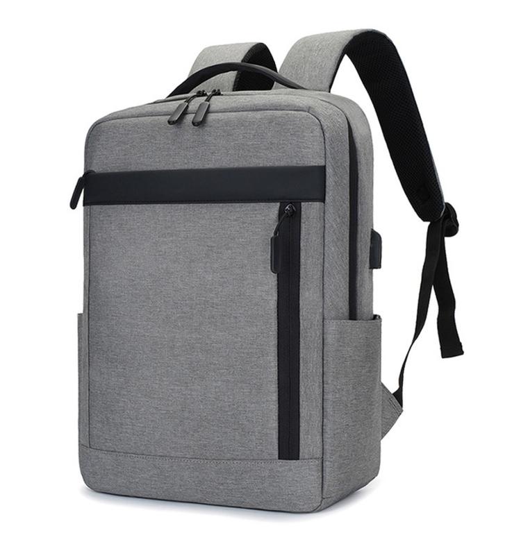 REMOID water-resistant laptop backpack, light gray with front zipper pocket and shoulder straps
