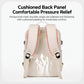 Beige backpack back view with cushioned shoulder straps and comfort back panel