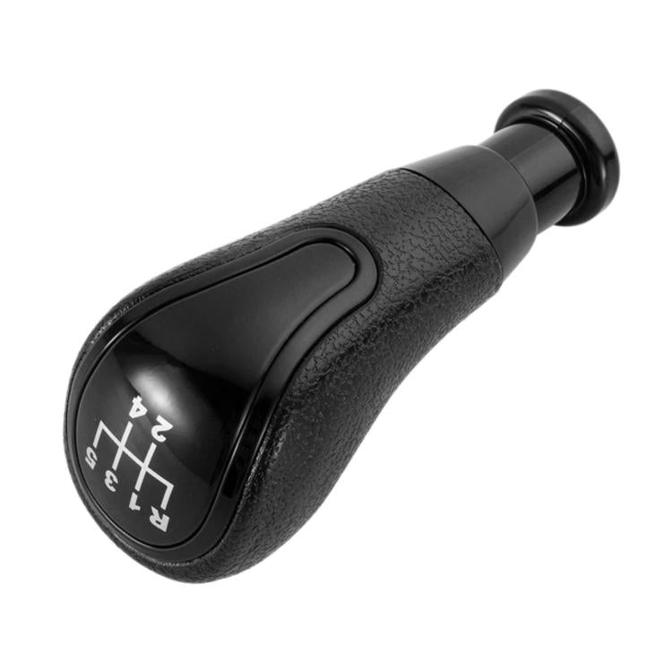 Black leather gear shift knob with circular window, showing 2–4R and 3–5