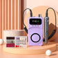 Purple rechargeable nail drill with LCD panel, handheld file and accessories case