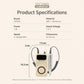 Electric nail drill machine with compact base and handpiece shown with size diagram