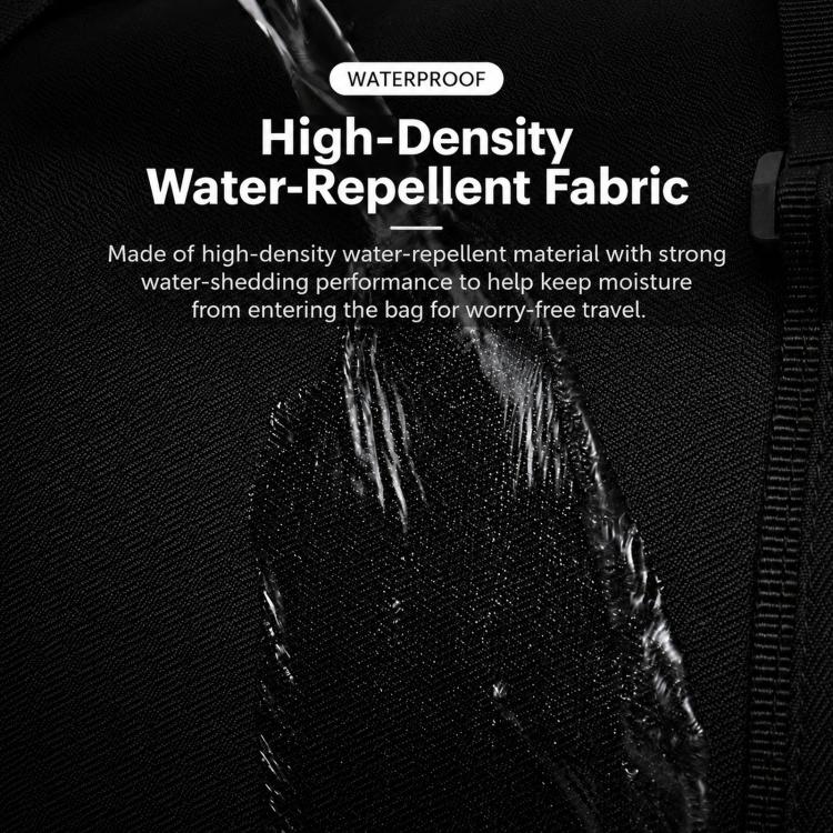 Black high-density water-repellent fabric texture with water droplets on surface
