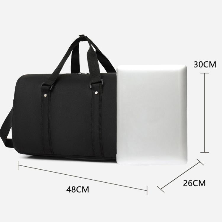 Black sports gym duffle bag with shoe compartment and wet pocket