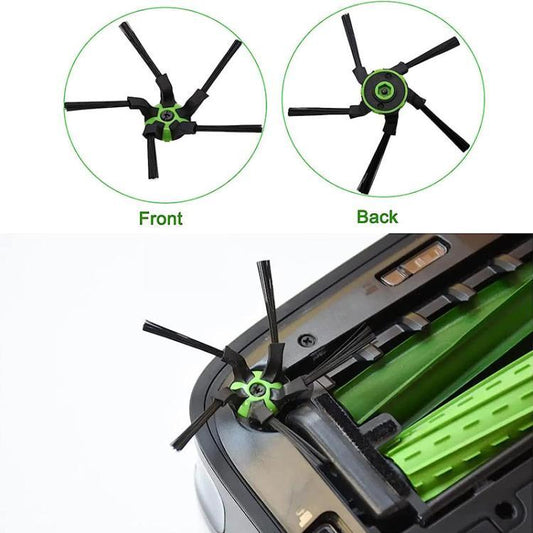 Robot vacuum brush assembly with green center and side brushes