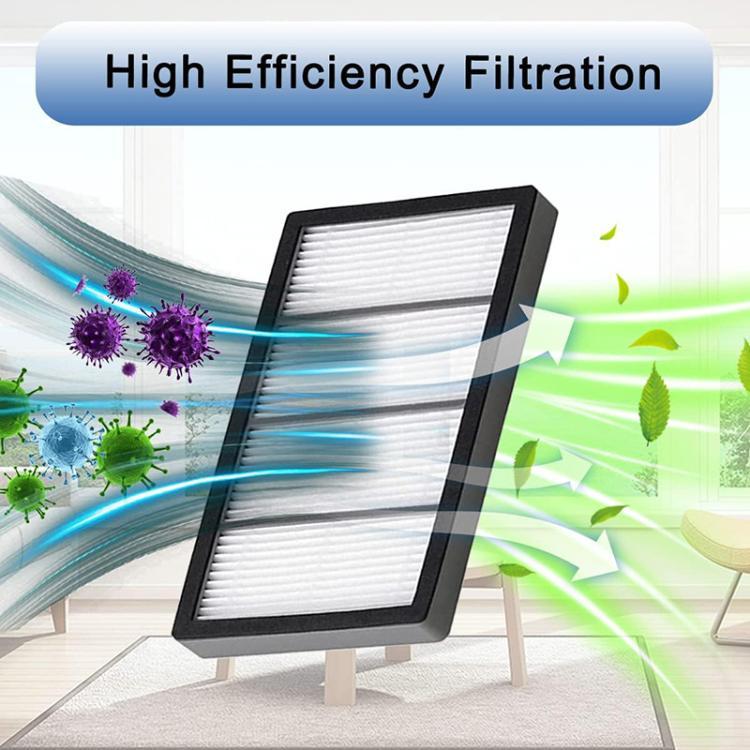 Rectangular air filter for robot vacuum with airflow illustration