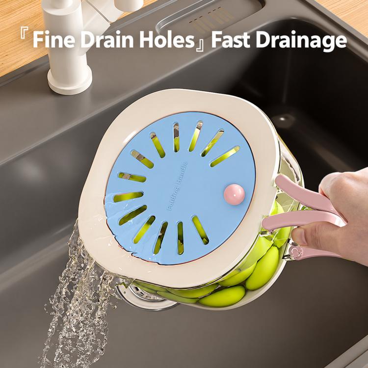 Home Fruit Vegetable Colander Collapsible Washing Basket With Lid
