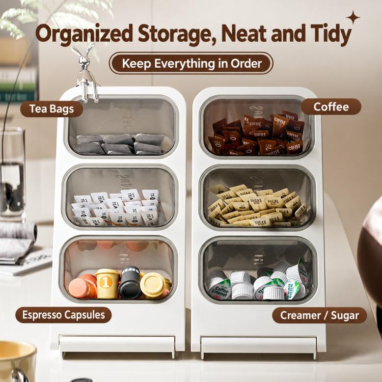 3-Tier Slant Insert Capsule Coffee Storage Box Desktop Organizer For Tea Bags And Snacks, Large, Small