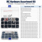 RC hardware assortment kit case with blue latch and divided compartments holding assorted parts