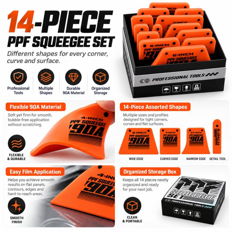qili 14pcs /Set Car Film Invisible Car Wrap Scraper