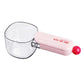 Large rice measuring scoop with sealing clip, pink handle and red knob