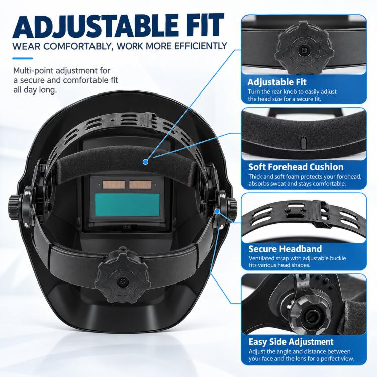 Head-Mounted Solar-Powered Auto-Darkening Welding Helmet, True-color Model + Headlamp