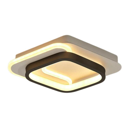 LED Flush-Mount Ceiling Light with Three-Color Dimming For Hallways and Entryways, Square Model A Black, Square Model A Gold, Square Model A White
