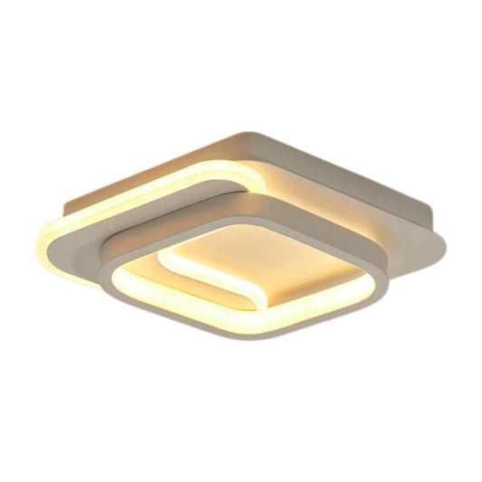 LED Flush-Mount Ceiling Light with Three-Color Dimming For Hallways and Entryways, Square Model A Black, Square Model A Gold, Square Model A White