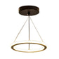 LED pendant ceiling light with black canopy and glowing white ring diffuser, hanging