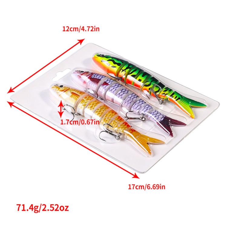 3 PCS/Set HENGJIA JM0633B Jointed Swimbaits Slow Sinking Multi Segmented Fishing Lures