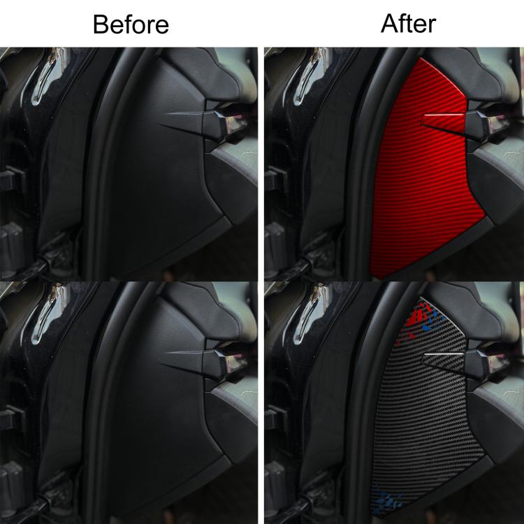 Car door anti-collision buffer pad sticker set in red and carbon fiber, side-by-side