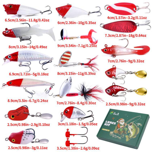 18 PCS/Box HENGJIA BOX112 Christmas Fishing Lures Advent Calendar Hard Soft Baits Tackle Kit