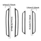 Door sill decorative sticker dimensions diagram, four long carbon-weave pieces with measurements.