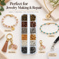 Jewelry findings kit shown with lobster clasp and jump ring components for repairs