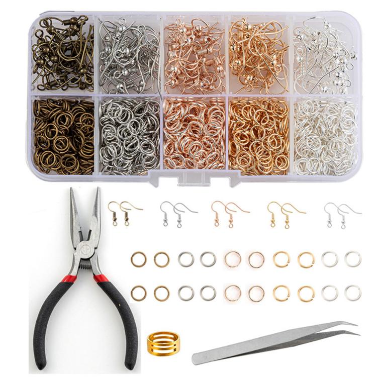 1125 PCS/Box Earring Making Kit Earring Hooks & Jump Rings Set DIY Jewelry Findings, Without Tool, With Tool