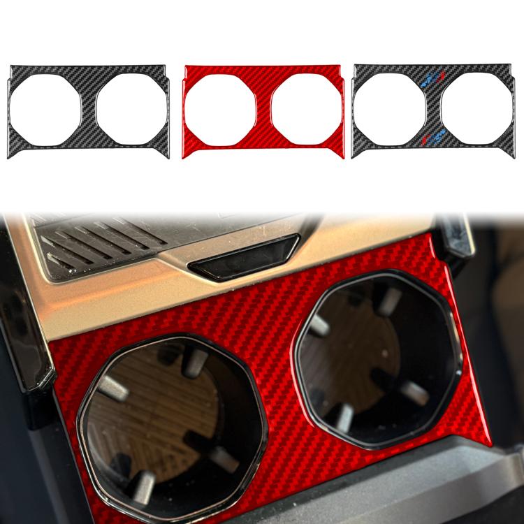 Rear hidden cup holder panel sticker set showing three colors with two cup cutouts