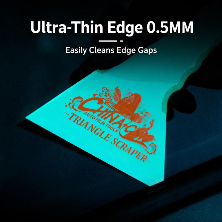 Triangular ultra-thin squeegee for window tinting with edge gap cleaning design