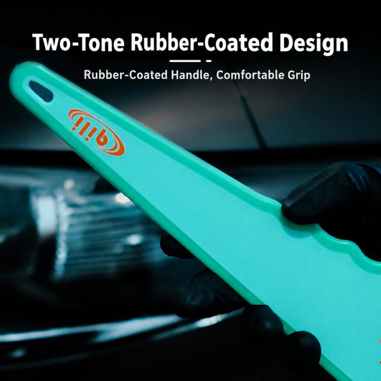 Triangular squeegee with two-tone rubber-coated handle and comfortable grip