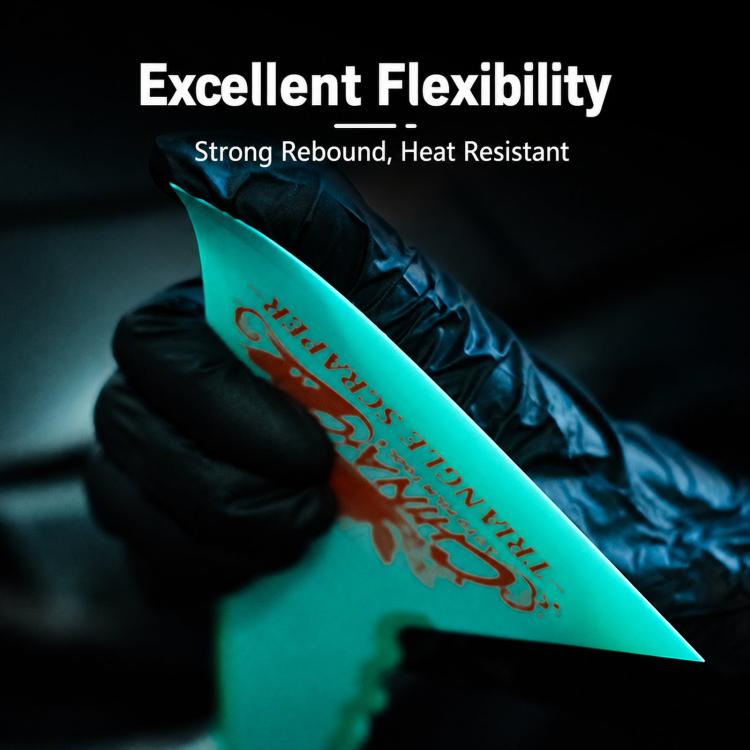 Triangular window tint squeegee with flexible thin blade and heat-resistant design