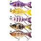 Five color multi-segment hard fishing swimbait lures with treble hooks