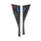 Carbon fiber V-shaped dashboard sticker pair with blue/red emblem accents and white edges