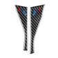 Carbon fiber V-shaped dashboard sticker pair with blue/red emblem accents, two pieces