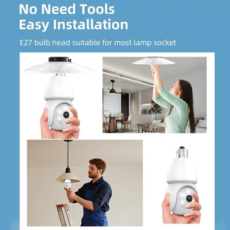 E27 Bulb Socket Waterproof Security Camera Night Vision HD Wifi Surveillance Cam, Waterproof Security Camera