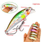Green micro sinking minnow lure with clear lip and treble hooks