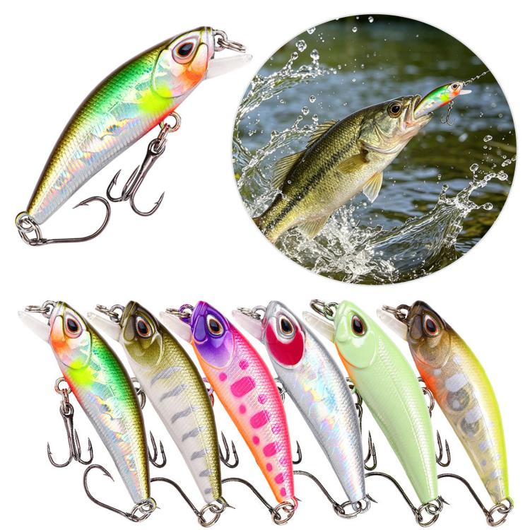Assorted micro sinking minnow lure set with clear lips and treble hooks