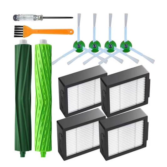 Robot vacuum replacement kit: green side brushes, orange cleaning tool, four white filters
