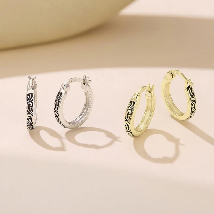 Vintage-style Patterned Brass Earring Backs With Silver Posts, YIE423-A, YIE423-B