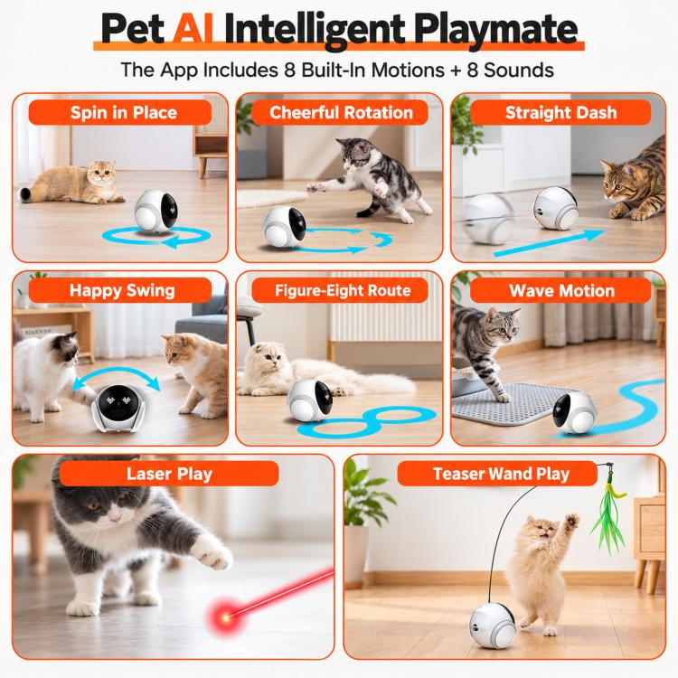 Pets Smart AI Robot Companion Camera With Remote Control, Auto Recharge & Night Vision