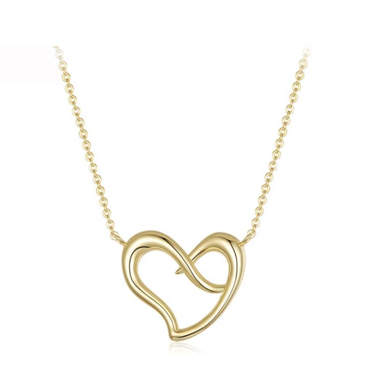 Gold-tone heart-shaped pendant infinity necklace with cable chain