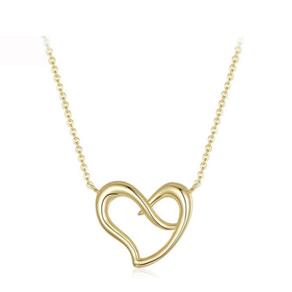 Gold-tone heart-shaped pendant infinity necklace with cable chain