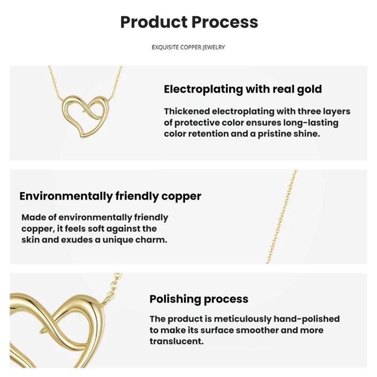 Gold-tone heart pendant necklace with infinity loop, partial product view